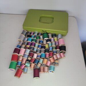 Vintage Wilson Wil-Hold Sewing Box Filled with Notions Thread Lot